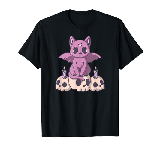 Pastel Goth Satanic Demon Cat And Skull Anime Kawaii T-Shirt for Men Women