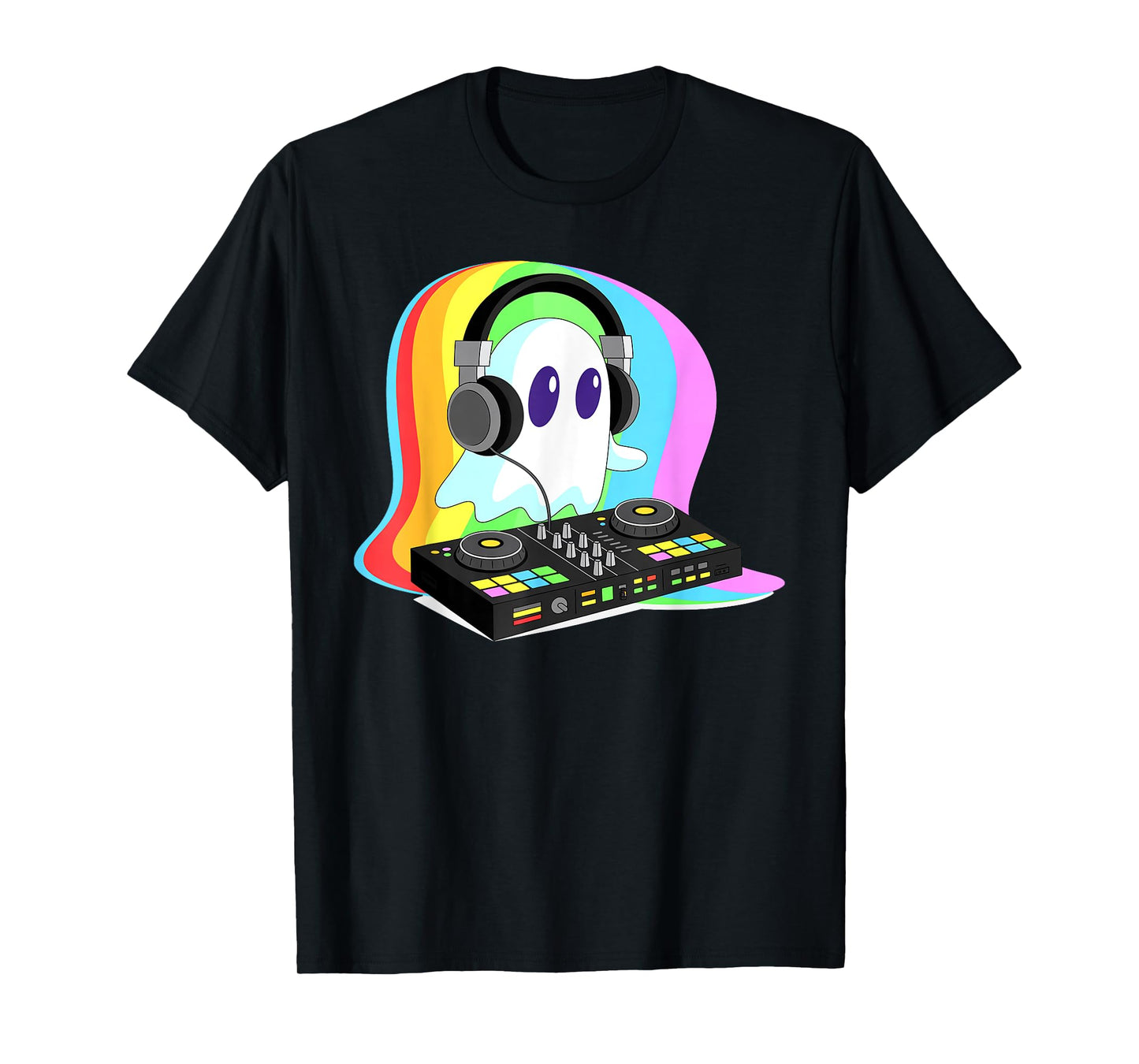 House Music Ghost DJ Optical Illusion Edm Halloween Rave DJ T-Shirt