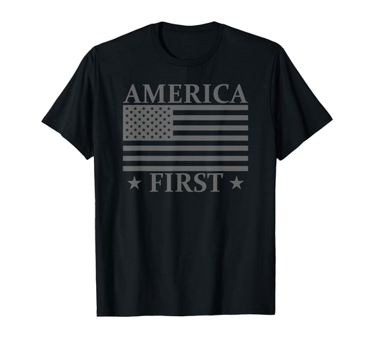 America First USA American Flag Patriot Stars and Stripes T-Shirt