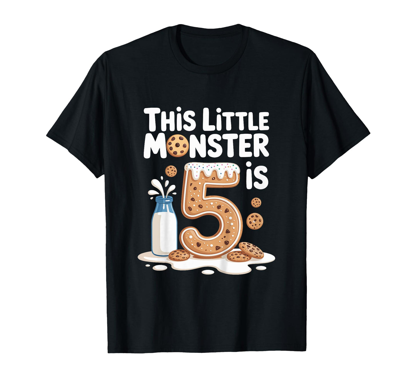Kids This Cute Monster is 5 Cute Cookie 1st Birthday T-Shirt
