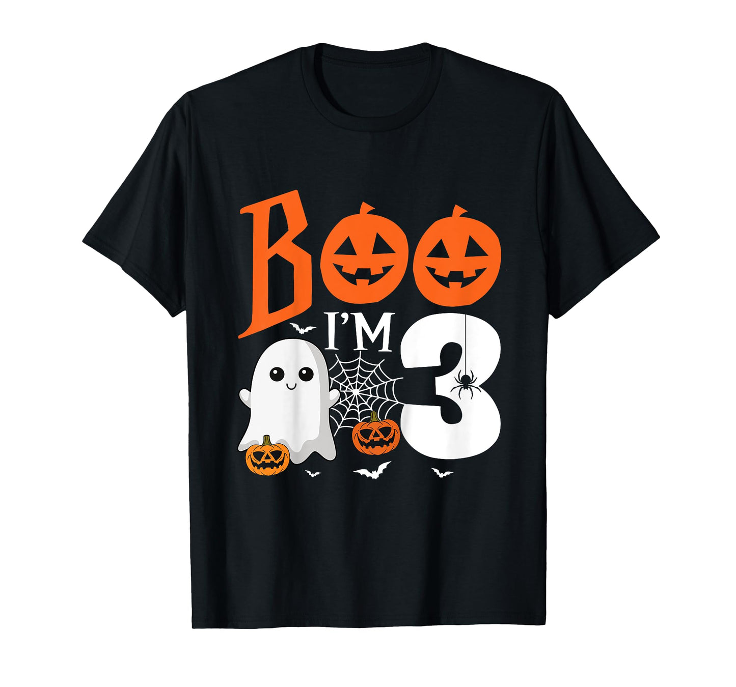 Kids Boo I'm 3 Yr Old 3rd Birthday Halloween Girl Boy Costume T-Shirt