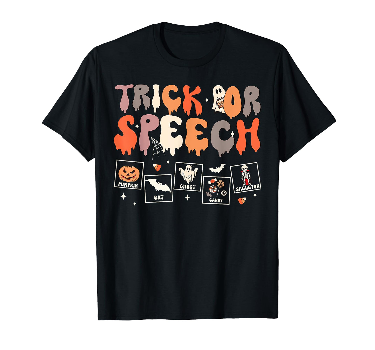 Retro Trick Or Speech SLP Speech Therapy Halloween Costume T-Shirt
