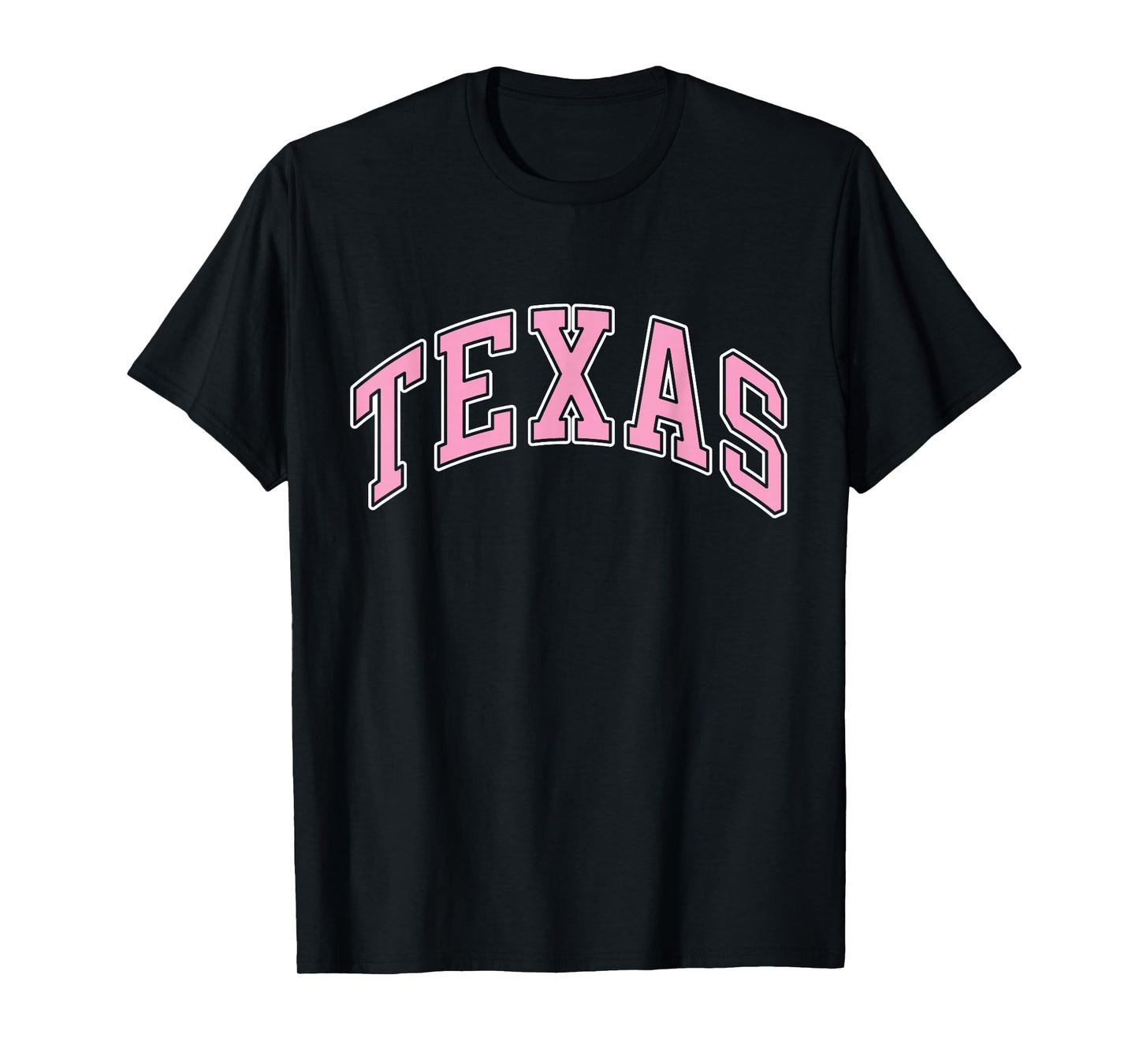 Texas Varsity Style Pink Text T-Shirt