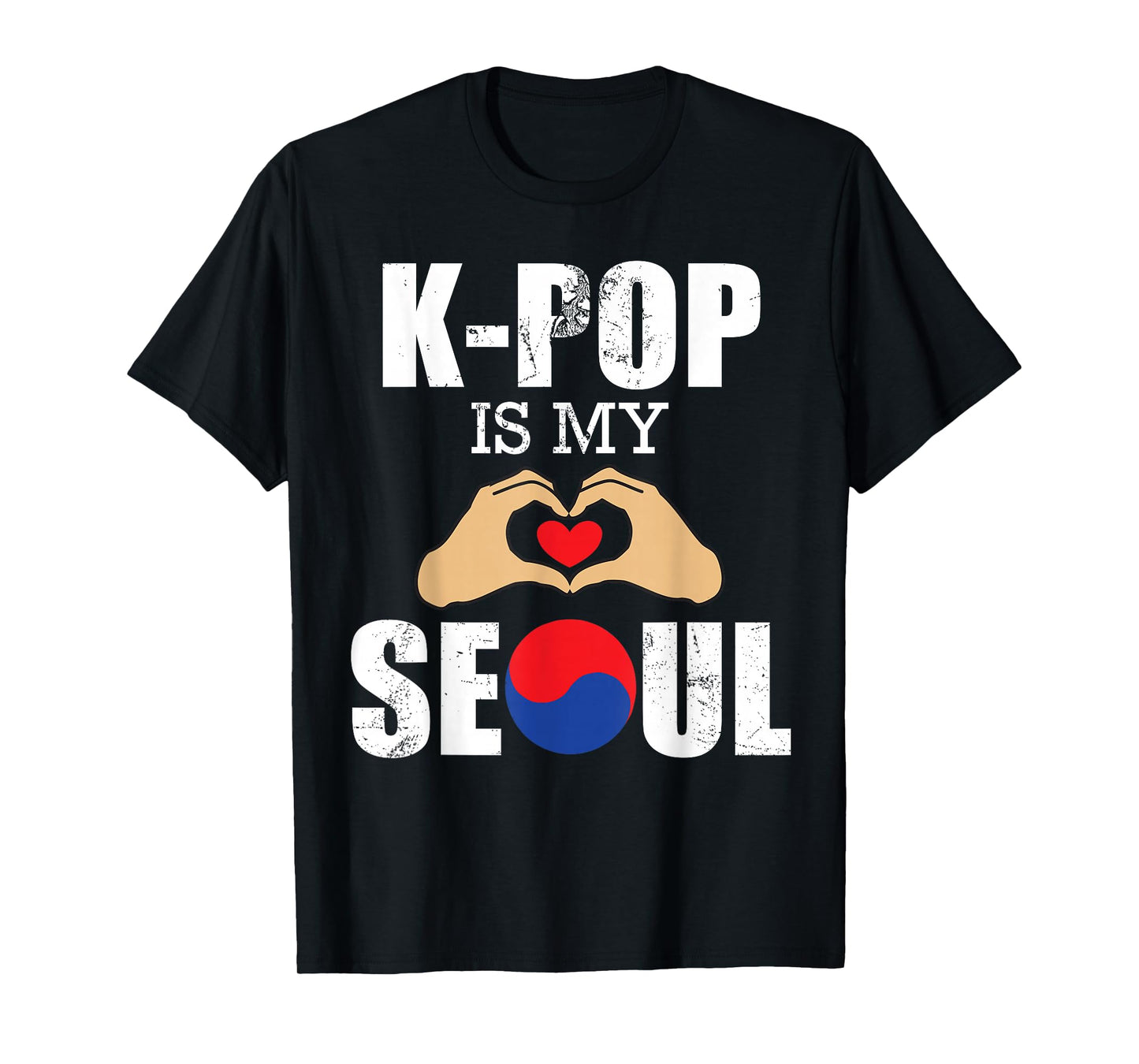 K-Pop is My Seoul Funny Pun Korean Flag & Love Hand Sign T-Shirt