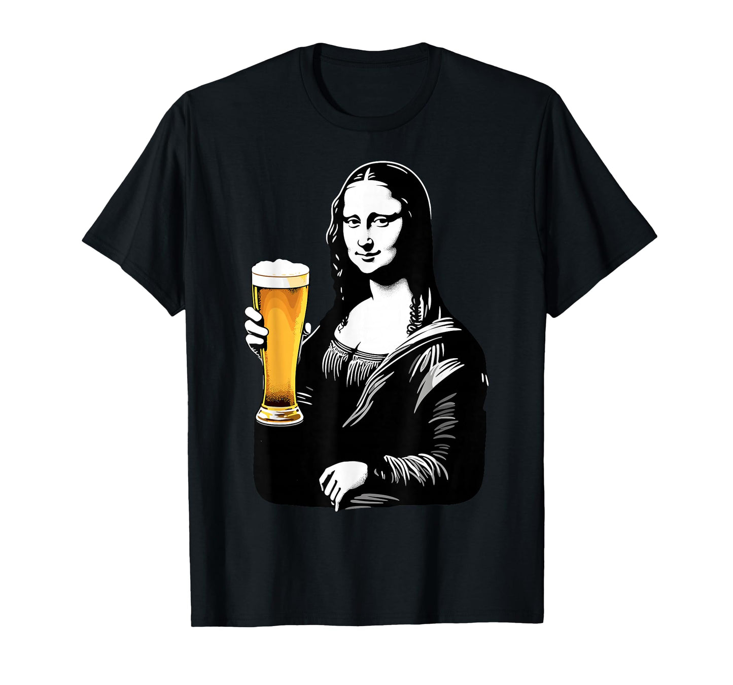 Mona Lisa Drinking Beer Party Joke Beer & Art Lover Humor T-Shirt