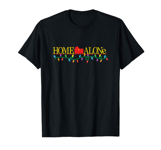 Home Alone Christmas Logo with String of Colorful Lights T-Shirt