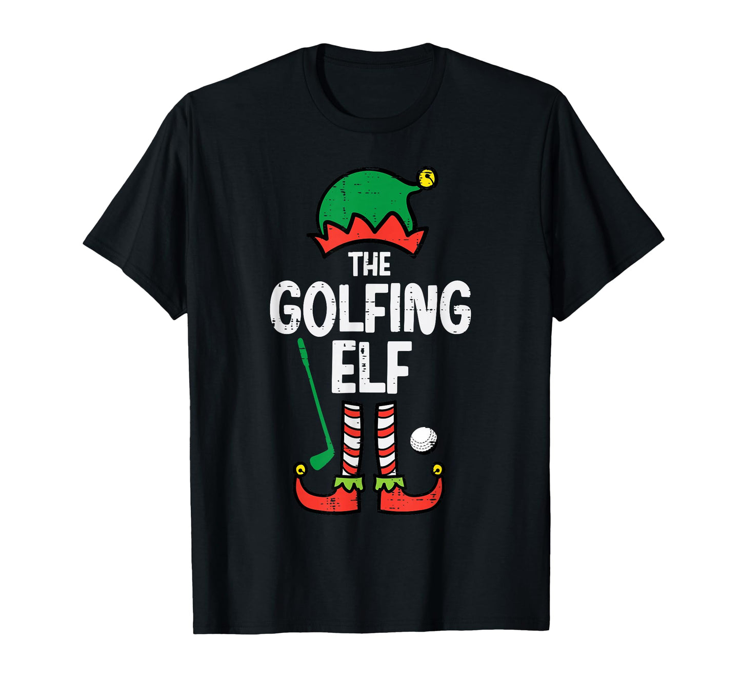 Christmas Golfing Elf Xmas Golf Family Match Golfer Dad Men T-Shirt
