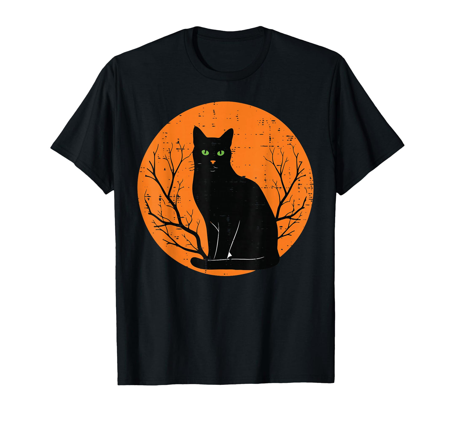 Halloween Black Cat Orange Moon Spooky Costume Men Women Kid T-Shirt