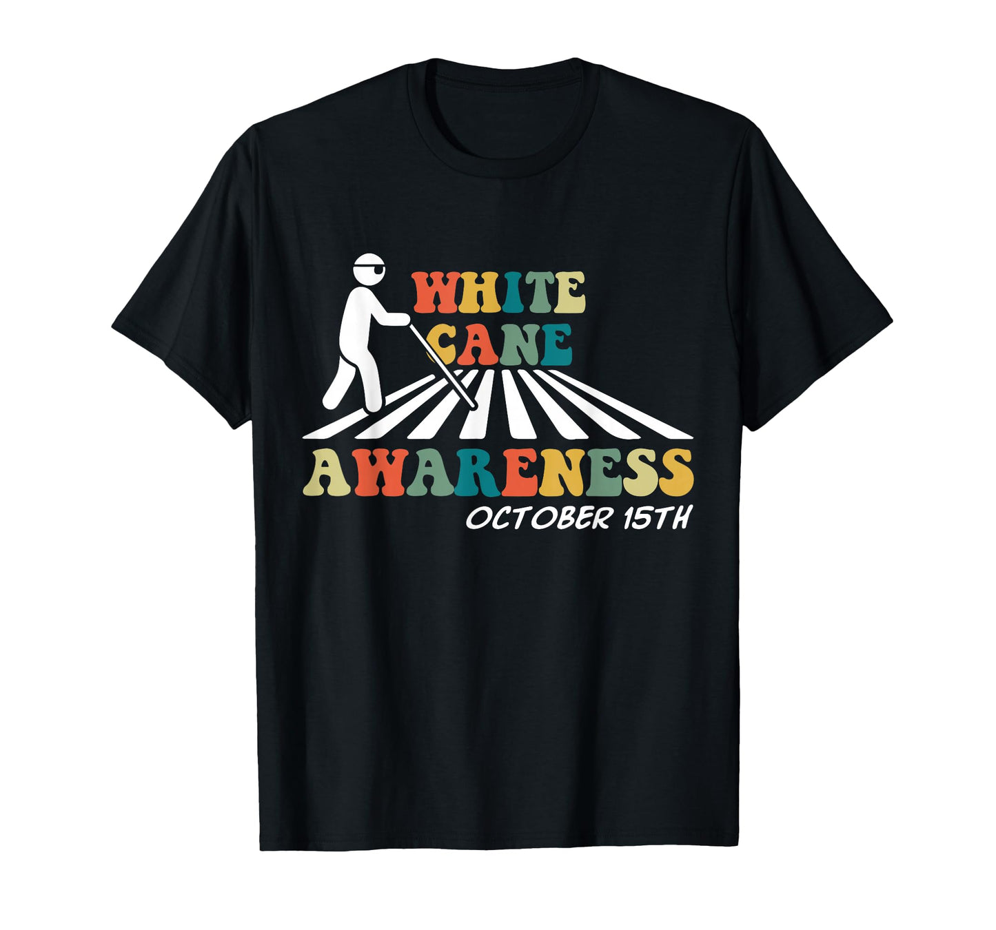 White Cane Awareness October 15th Retro Vintage T-Shirt