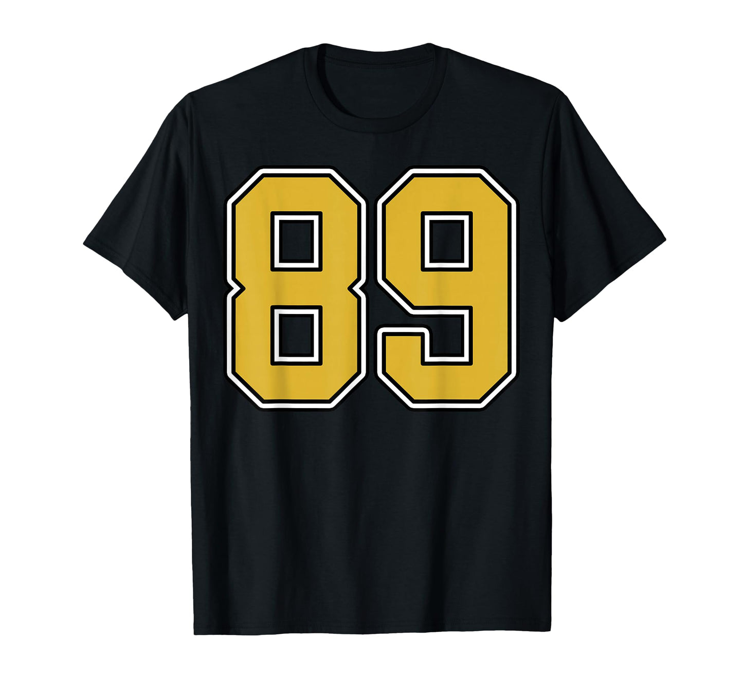 Old Gold Black White Sports Number 89 Jersey Uniform Player T-Shirt