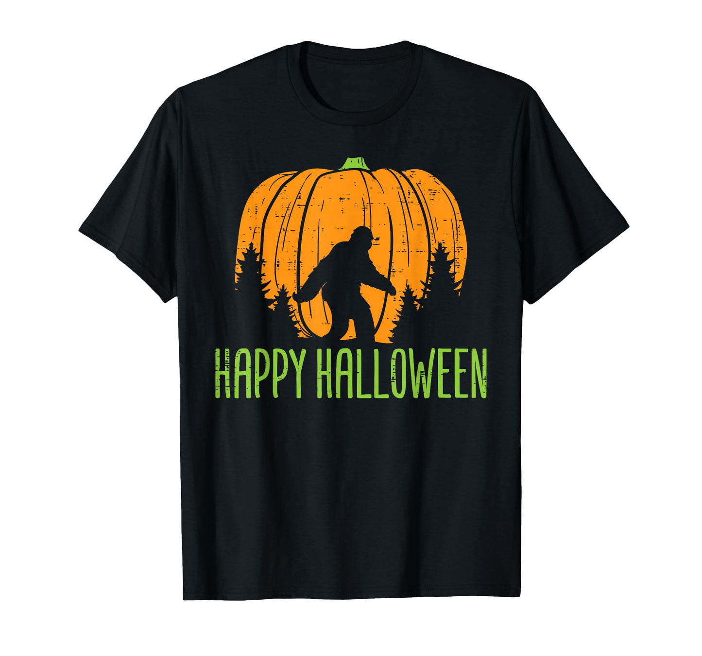 Happy Halloween Bigfoot Pumpkin Sasquatch Men Women Kids T-Shirt