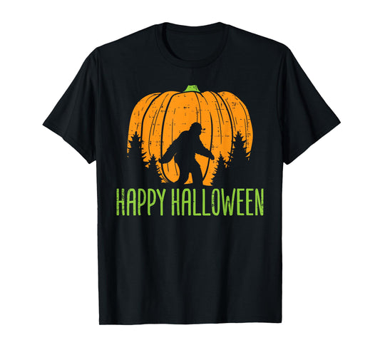 Happy Halloween Bigfoot Pumpkin Sasquatch Men Women Kids T-Shirt