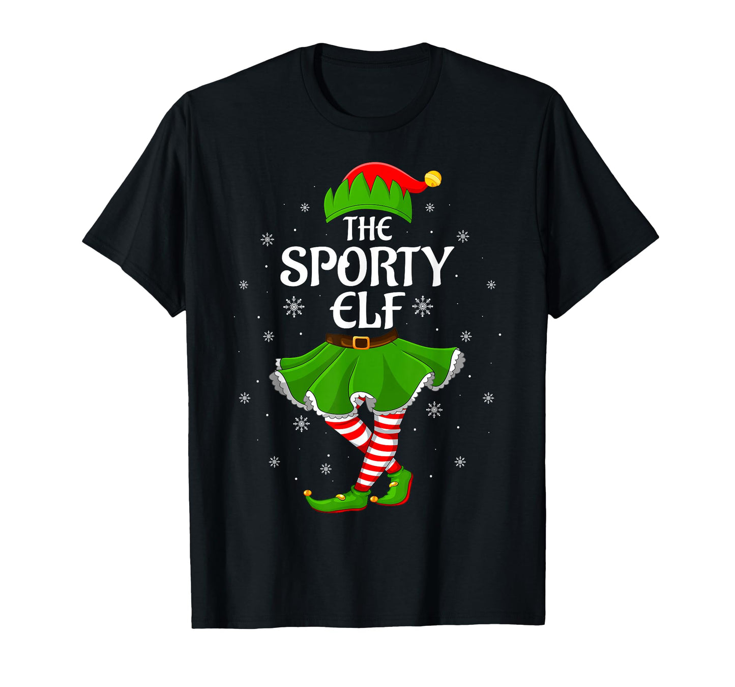Sporty Elf Christmas Family Girls Women Elf Squad Xmas T-Shirt