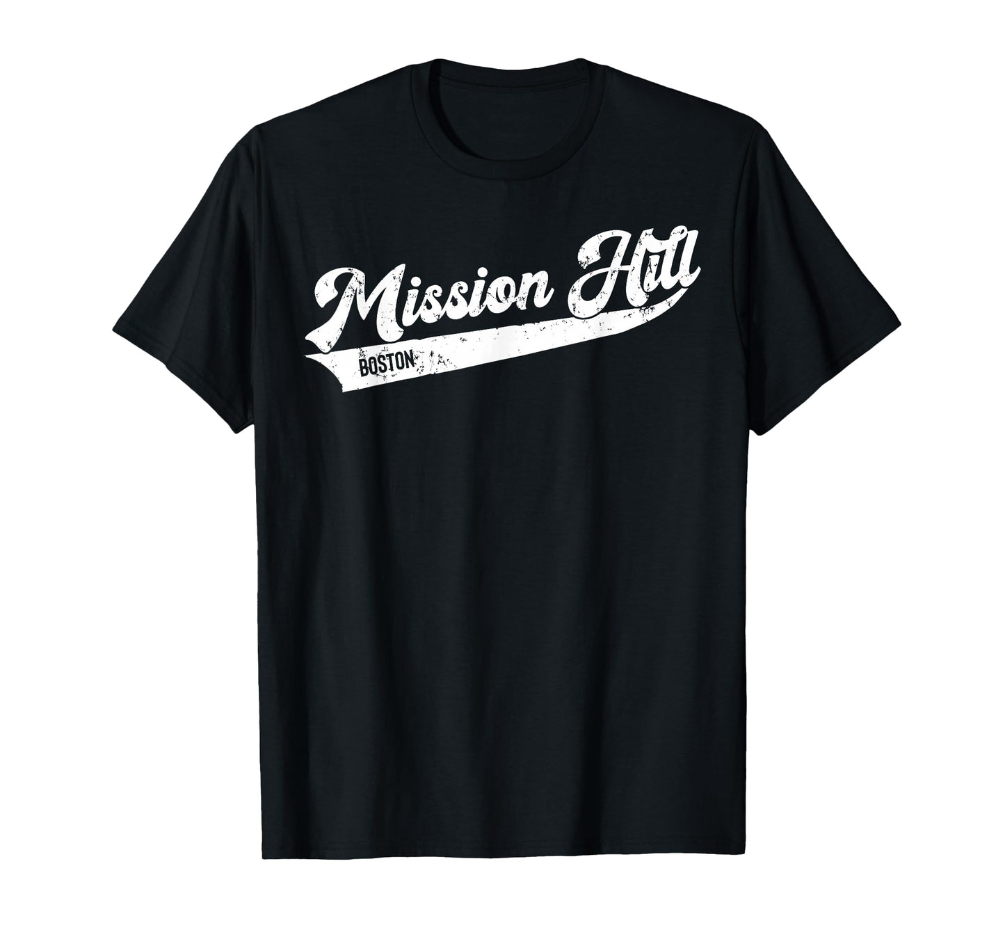 Mission Hill Boston Typographic Retro Distressed Design T-Shirt