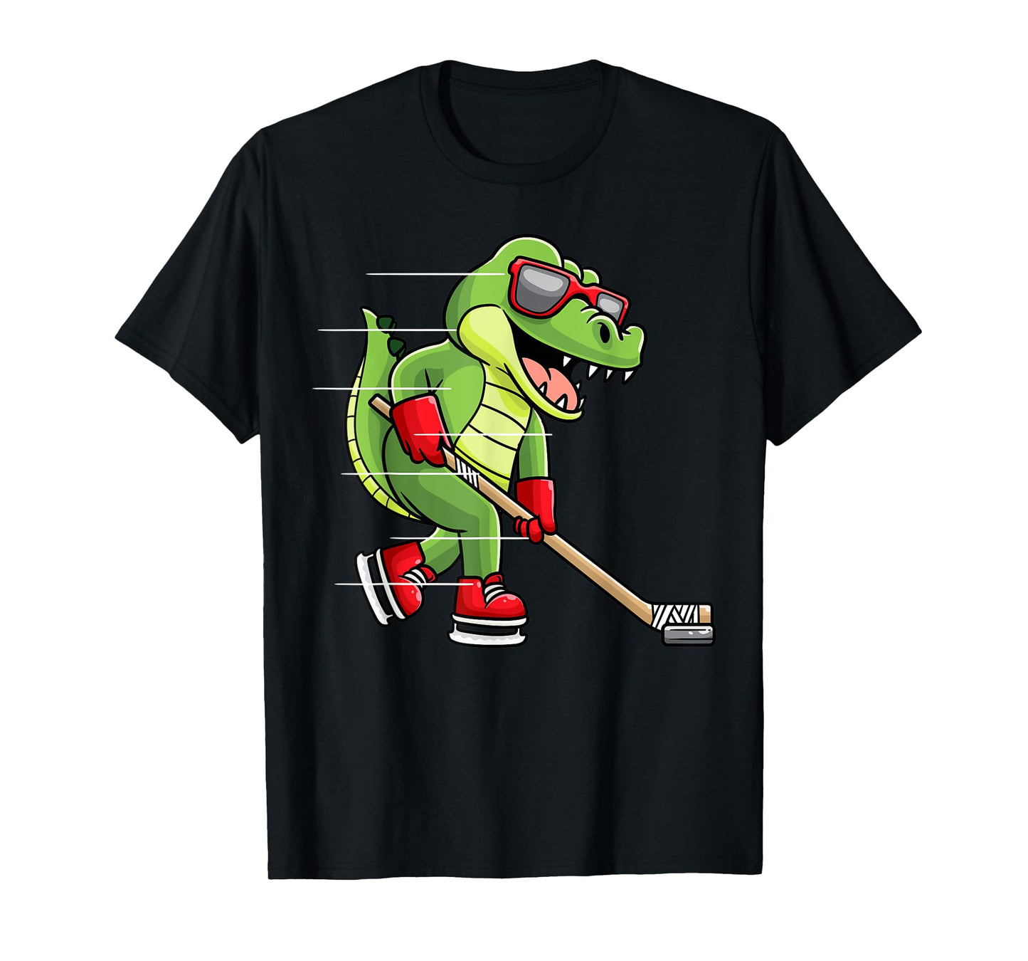 Crocodile Playing Ice Hockey Game Player Alligator T-Shirt