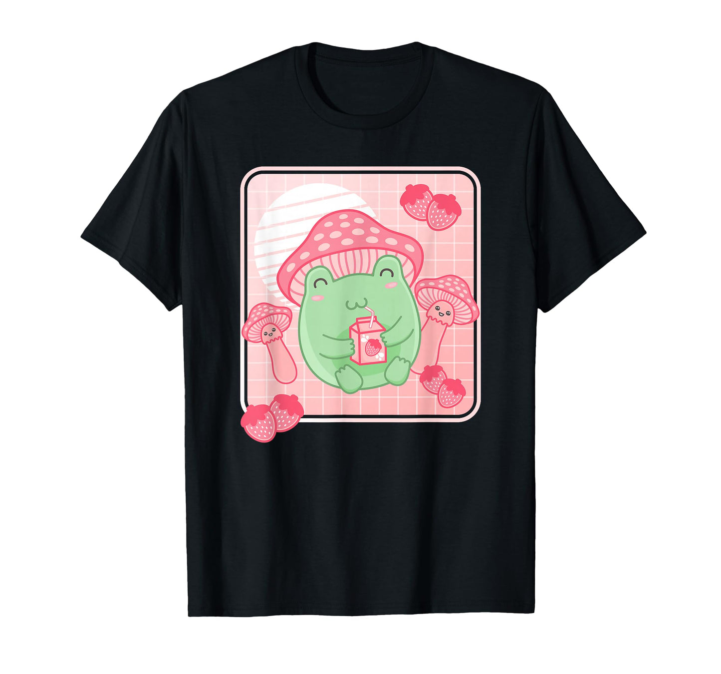 Kawaii Frog Pink Strawberry Milk Mushroom Women Girls T-Shirt