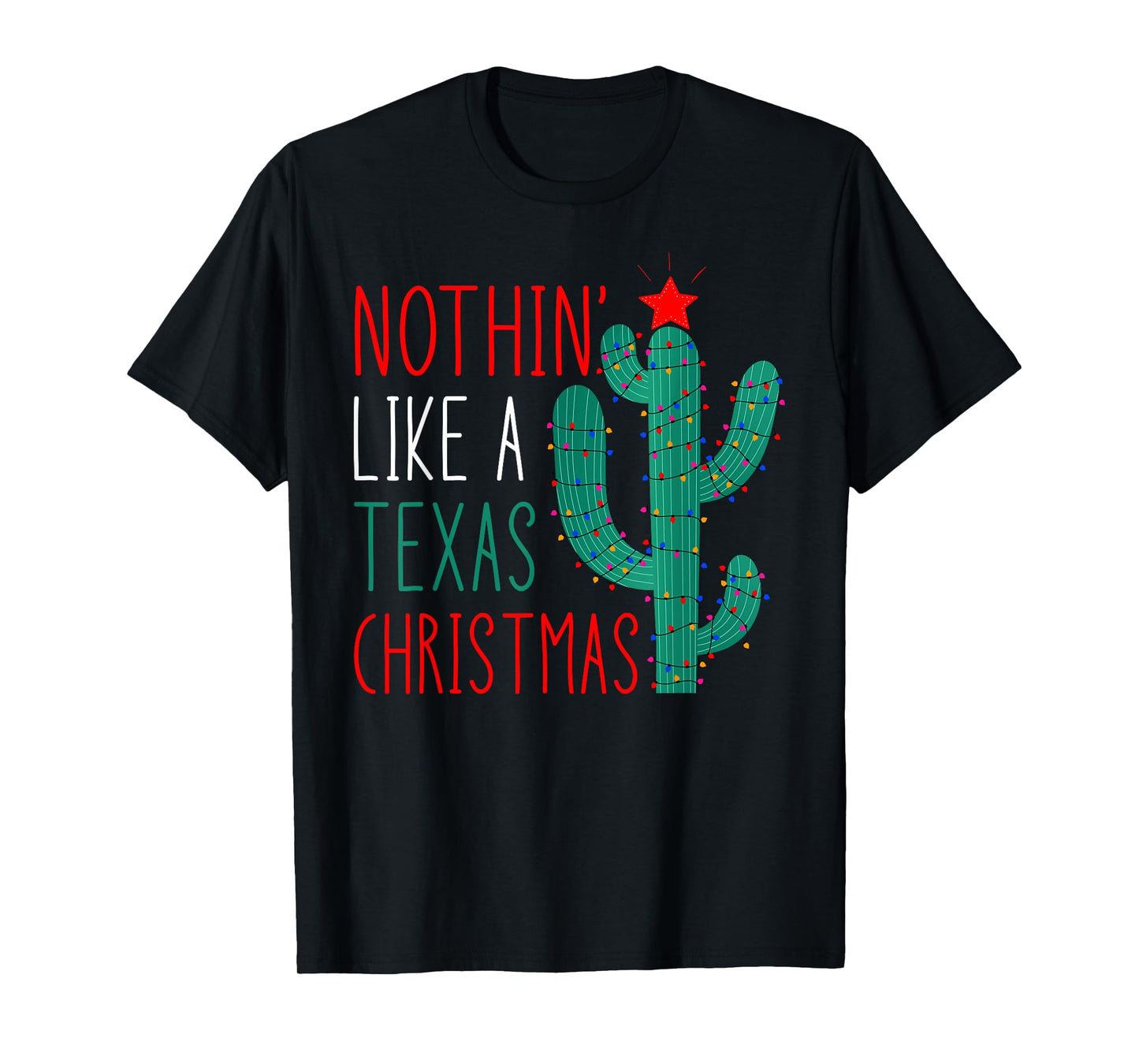 Cute Texas Christmas 2021 Family Matching Adult Unisex Black Crew Neck Short Sleeve T-Shirt