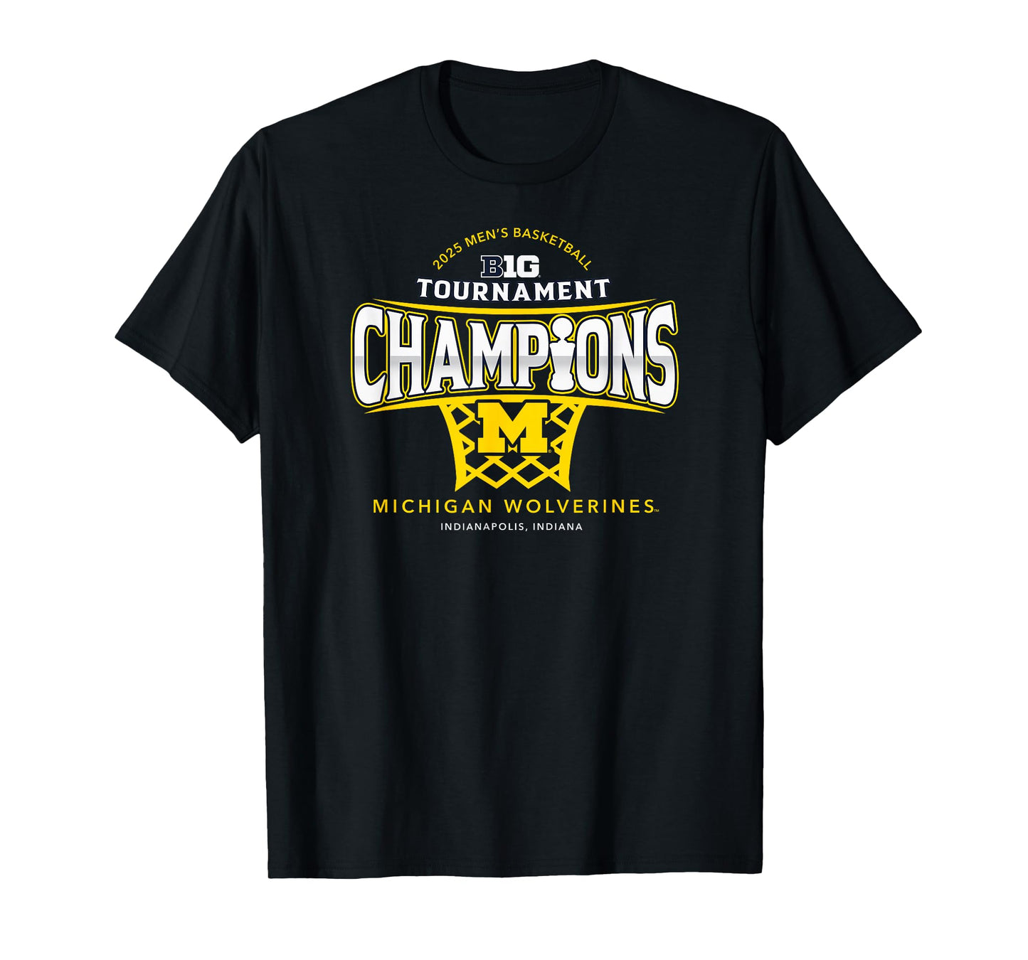 Michigan Wolverines Men's Basketball Big Ten Champs 2025 LR T-Shirt