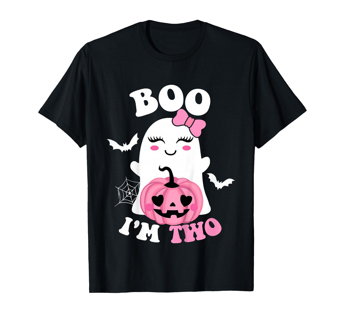 Kids Kids Ghost Boo I'm Two Yr 2nd Birthday Kids Halloween Groovy T-Shirt