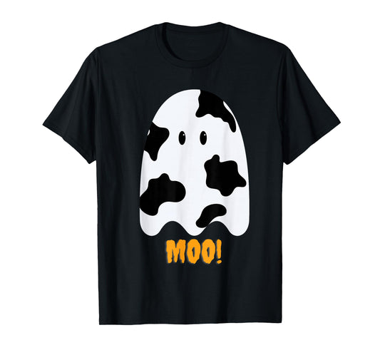 Moo! Cute Funny Cow Print Ghost Halloween Tee T-Shirt
