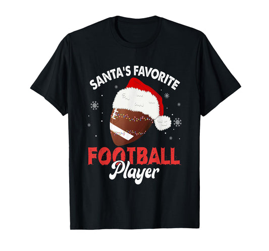 Santa's Favorite Football Player Christmas Pajamas Men Boys T-Shirt