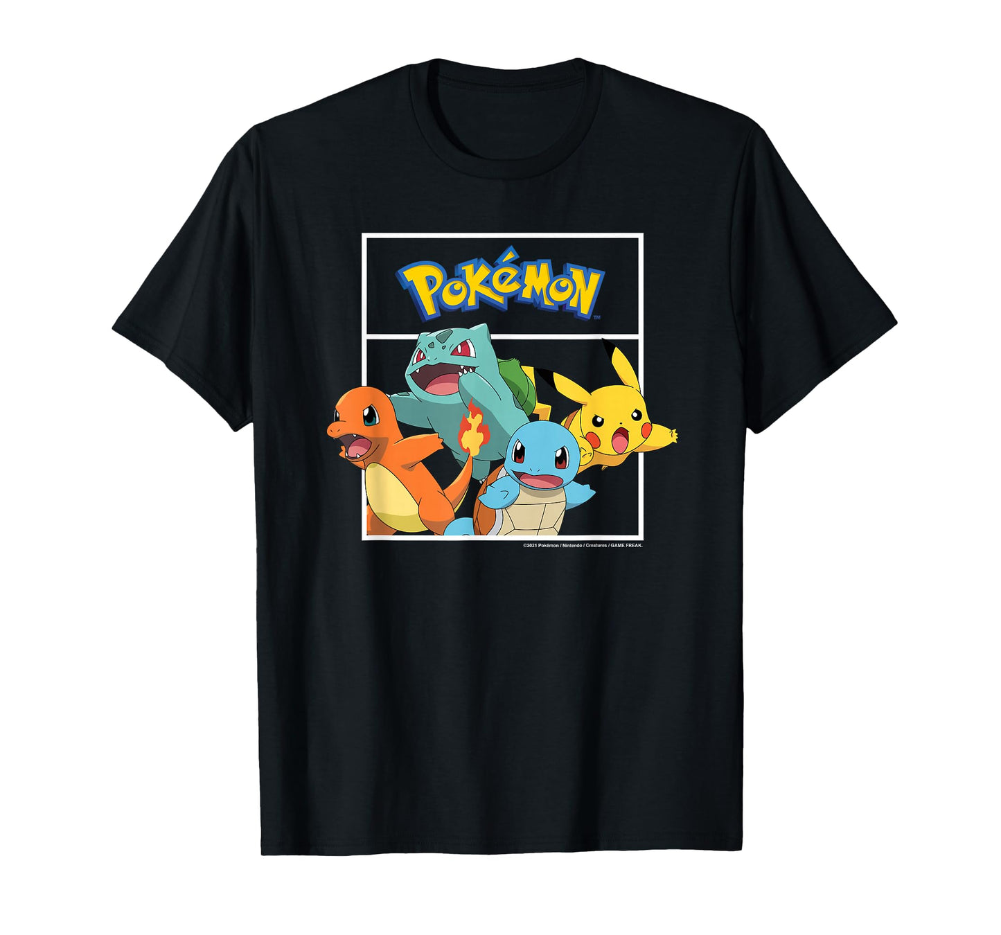 Pokémon - Pikachu Charmander Bulbasaur Squirtle Kanto Group T-Shirt