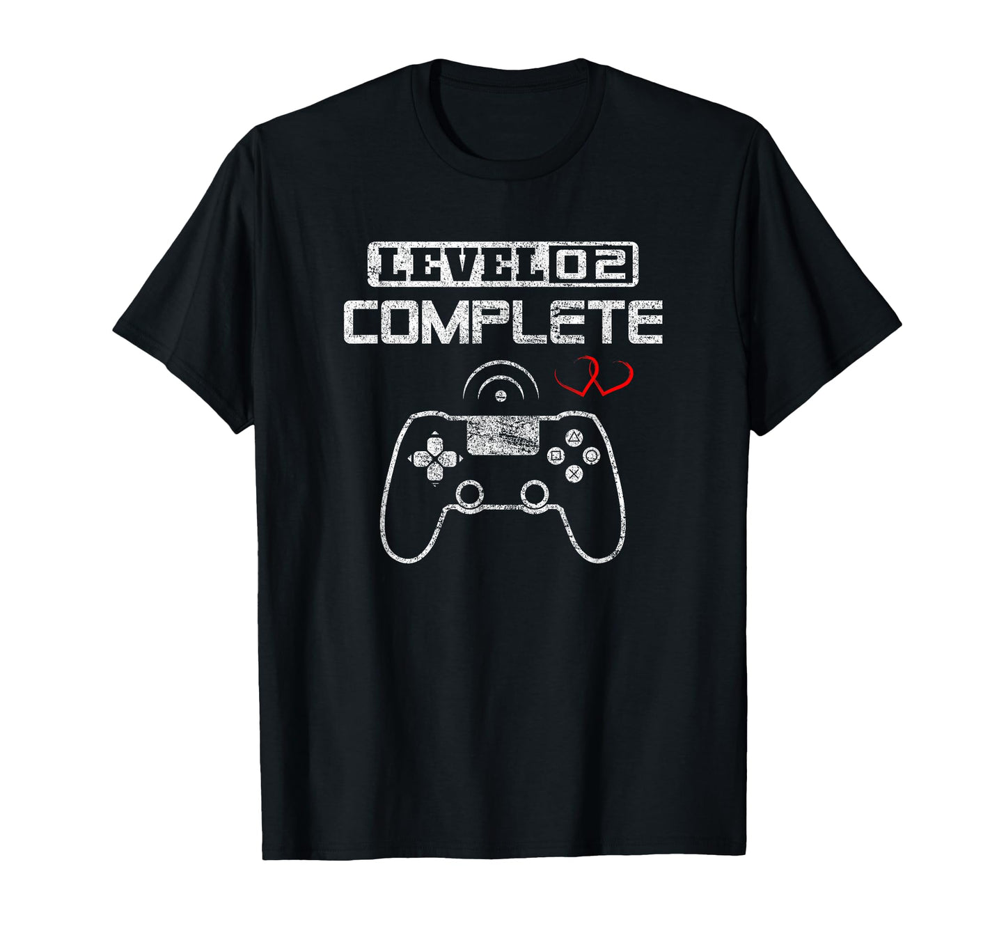 Level 2 Complete 2nd Wedding Anniversary Video Gamer Him Her T-Shirt