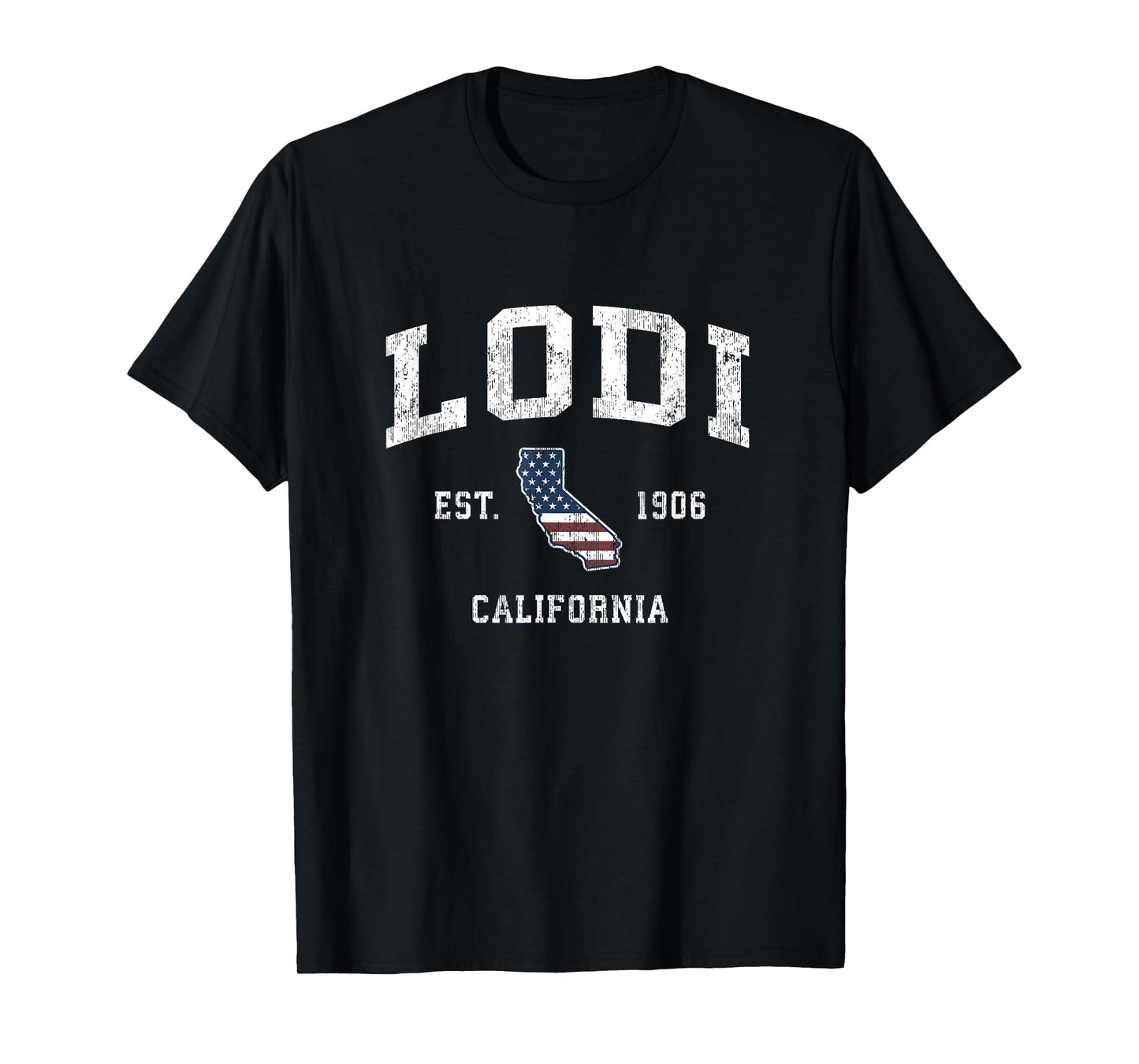 Lodi California CA Vintage American Flag Sports Design T-Shirt