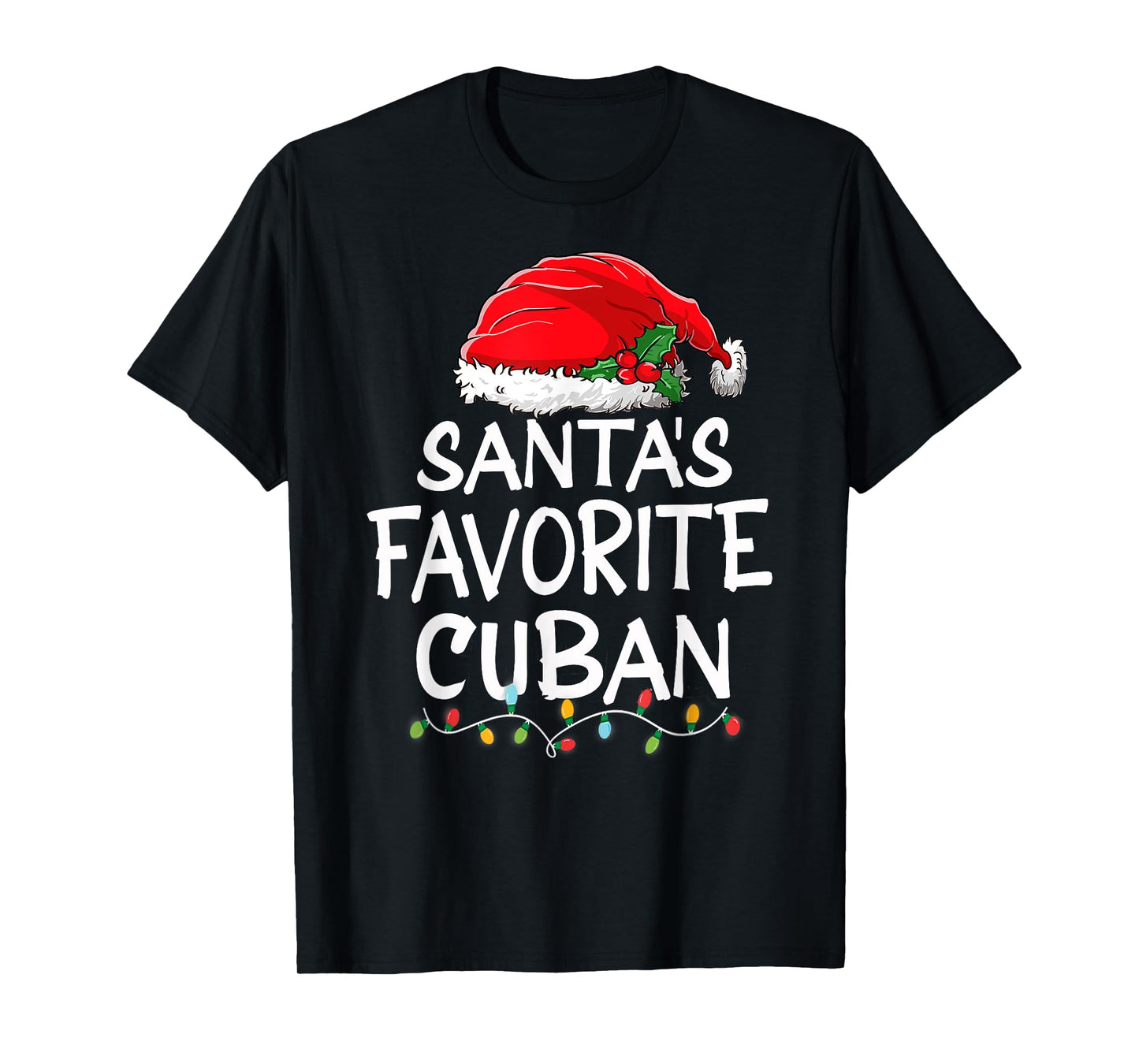 Santa's Favorite Cuban Christmas Santa Claus tree lights T-Shirt