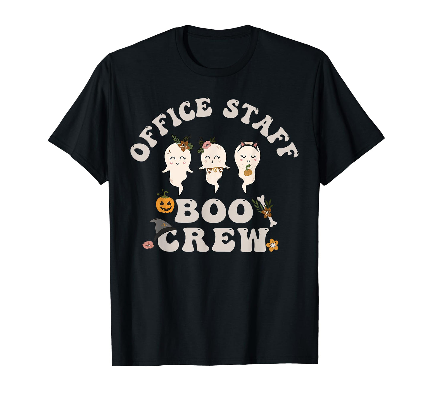 Halloween Office Staff Boo Crew Cute Ghost Fall Office Squad T-Shirt