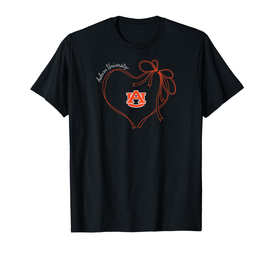 Auburn Tigers Bow Heart Navy Officially Licensed T-Shirt