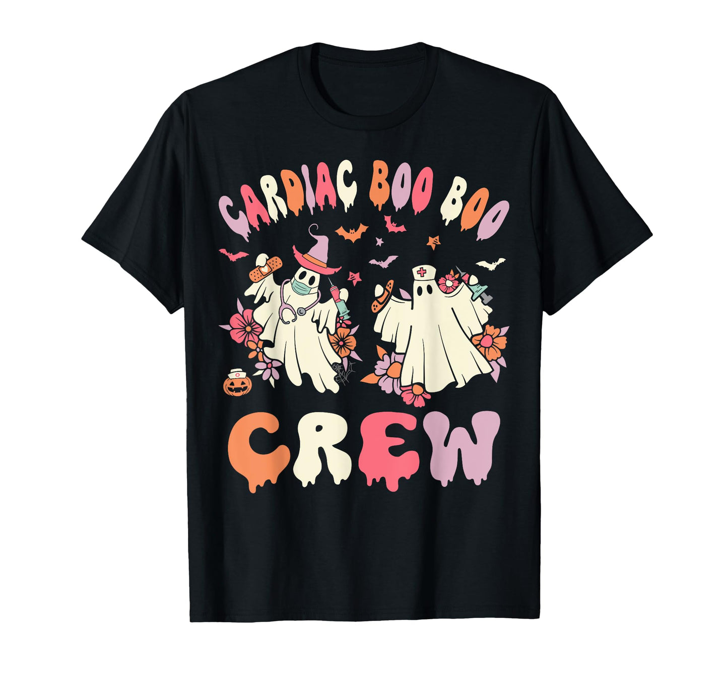Cardiac Boo Crew Ghost Cardiology Nurse Halloween Women T-Shirt