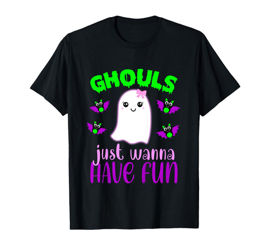 Kids GHOULS JUST WANNA HAVE FUN Funny Halloween Pun Ghost Costume T-Shirt