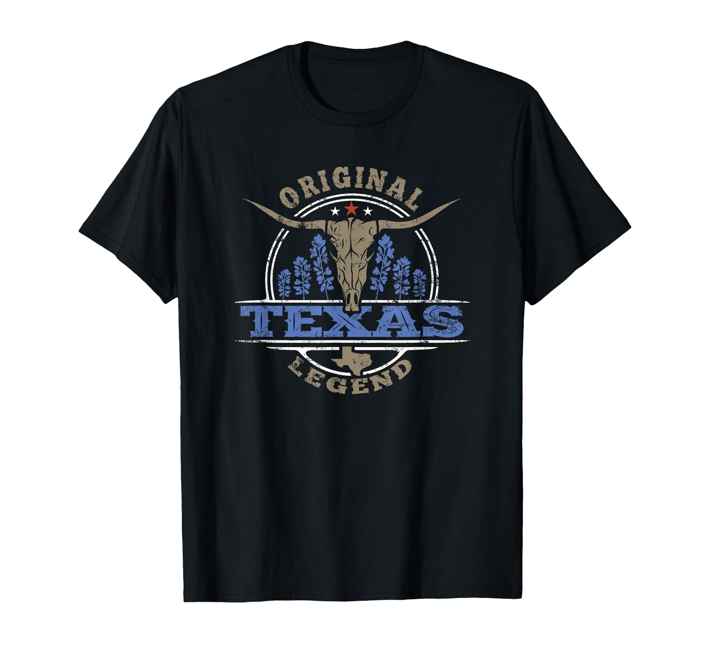 Longhorn & Bluebonnet TX Legend & Original - Born in Texas T-Shirt
