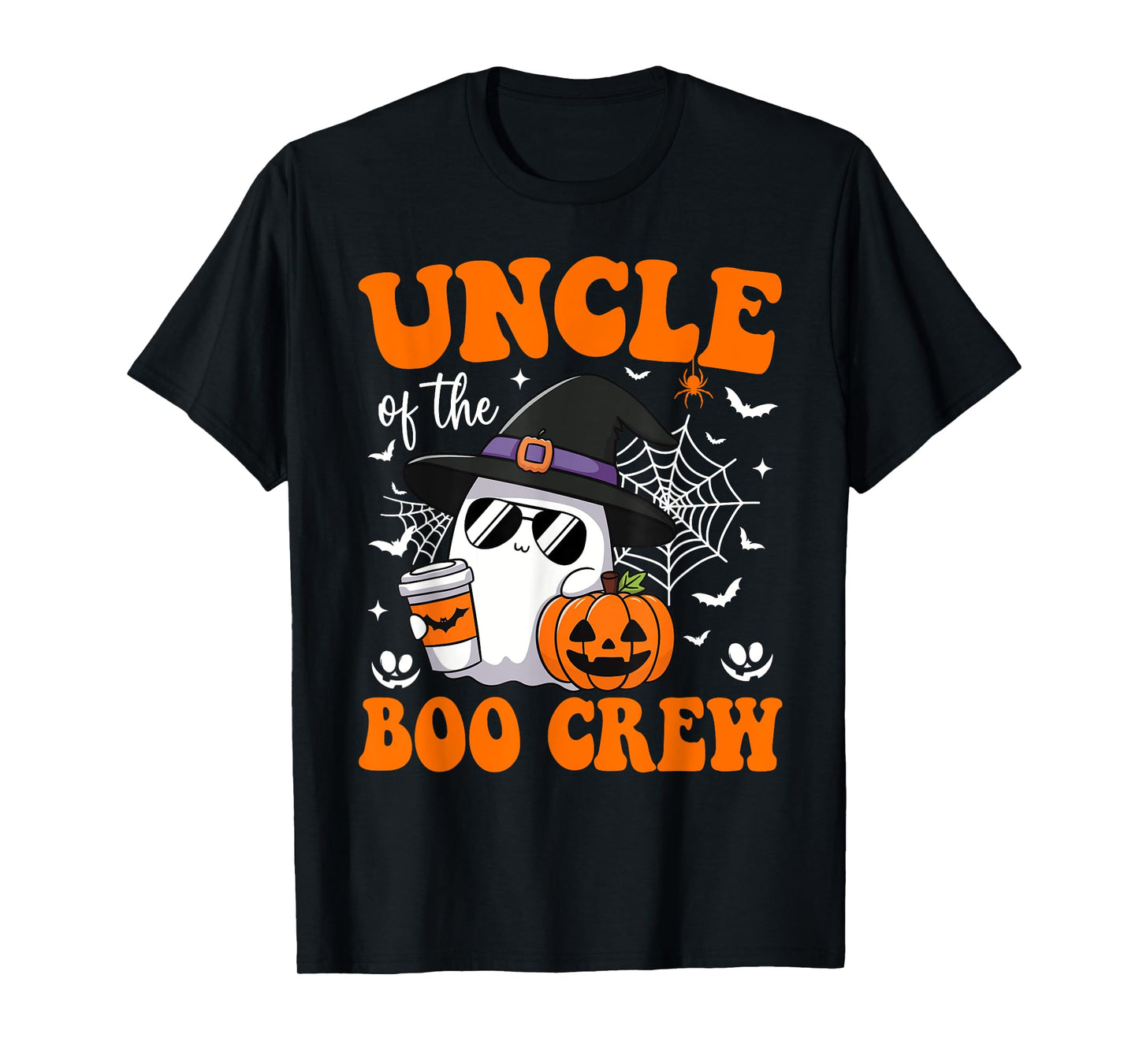 Uncle Boo Crew Groovy Ghost Matching Family Halloween T-Shirt