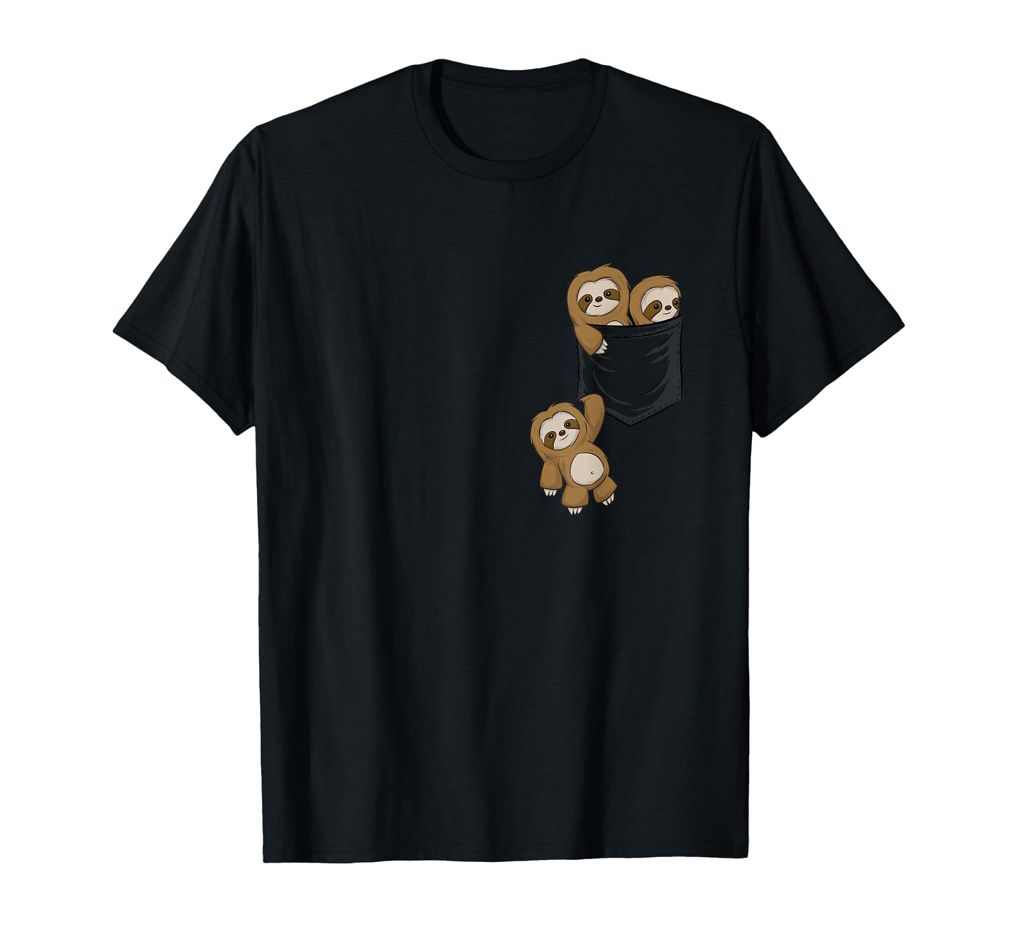 for Sloth Lovers Cute Kawaii Baby Sloths in Pocket T-Shirt
