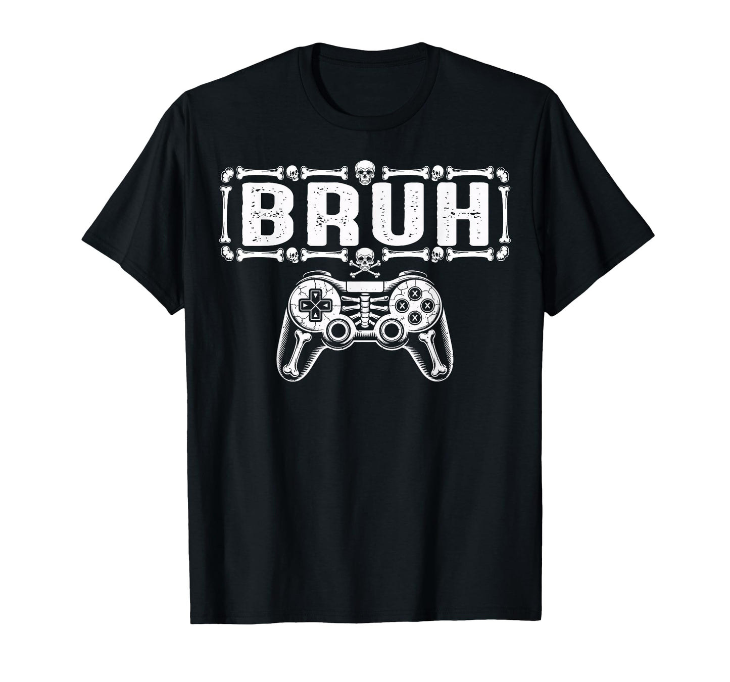 Halloween Skeleton Gamer Bruh Funny Video Gaming Boys Kids T-Shirt