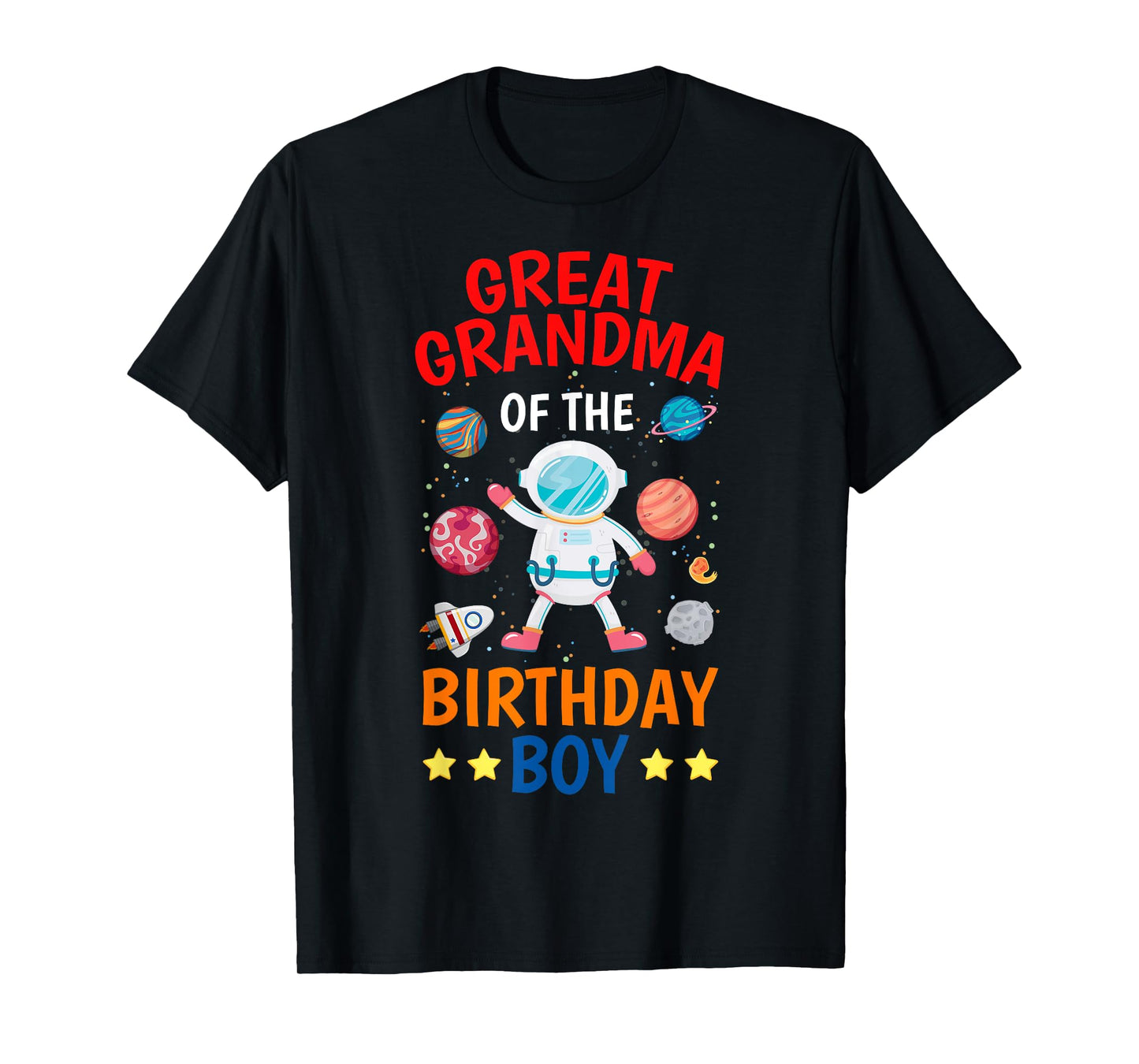 Great Grandma Of The Birthday Boy Space Planet Theme Bday T-Shirt