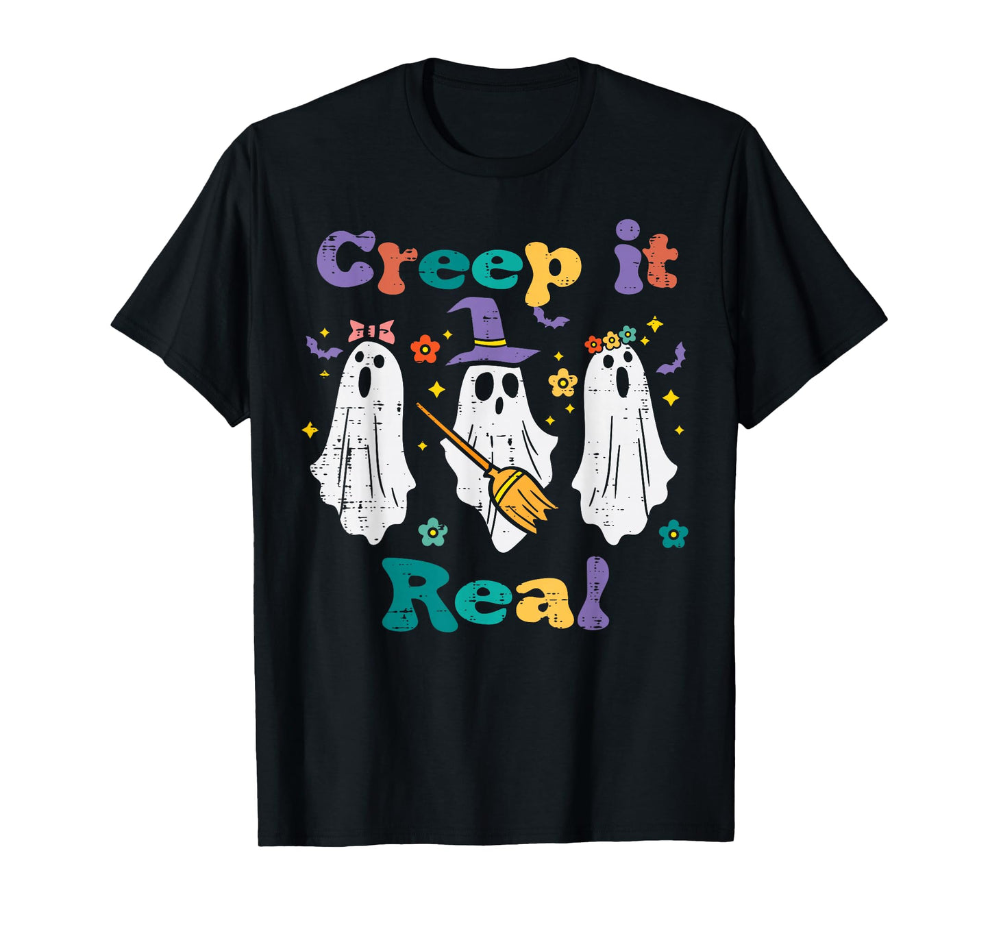 Ghosts Creep It Real Retro Halloween Costume Men Women Kids T-Shirt
