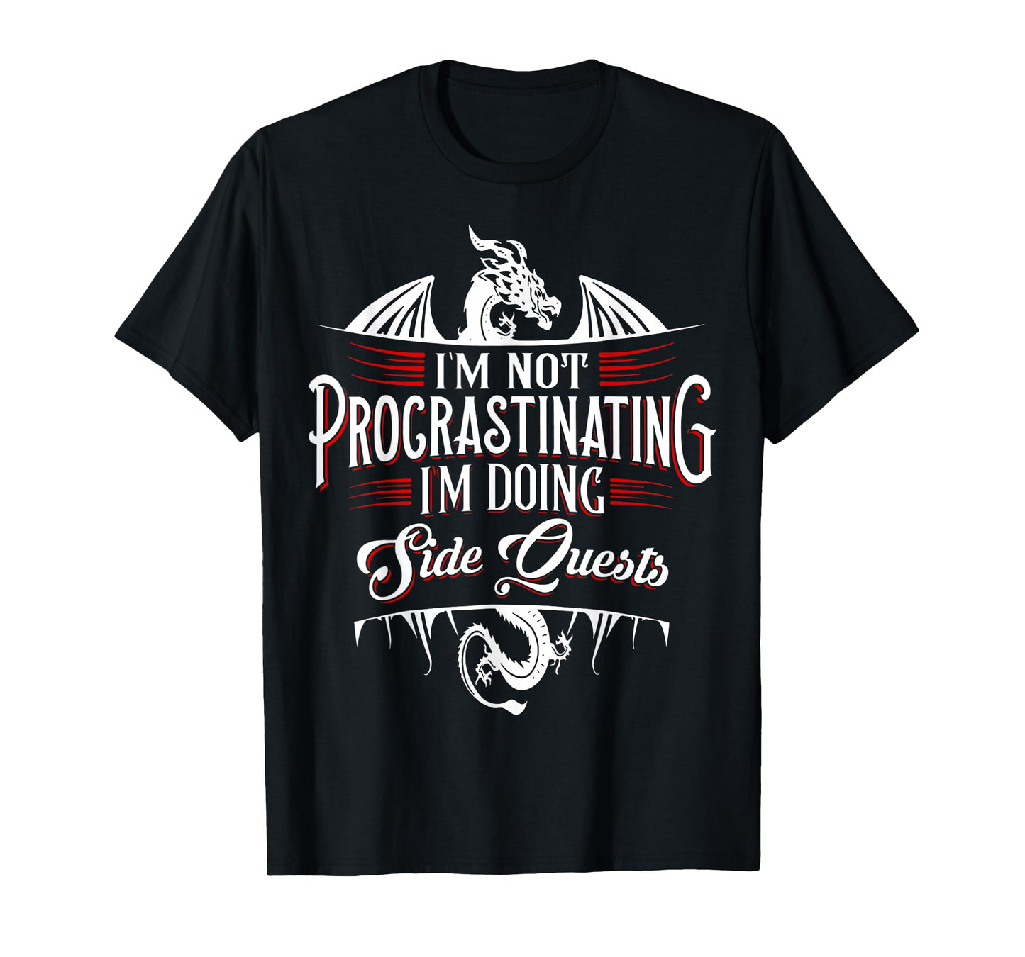 Not Procrastinating Side Quests Funny RPG Gamer Dragons T-Shirt