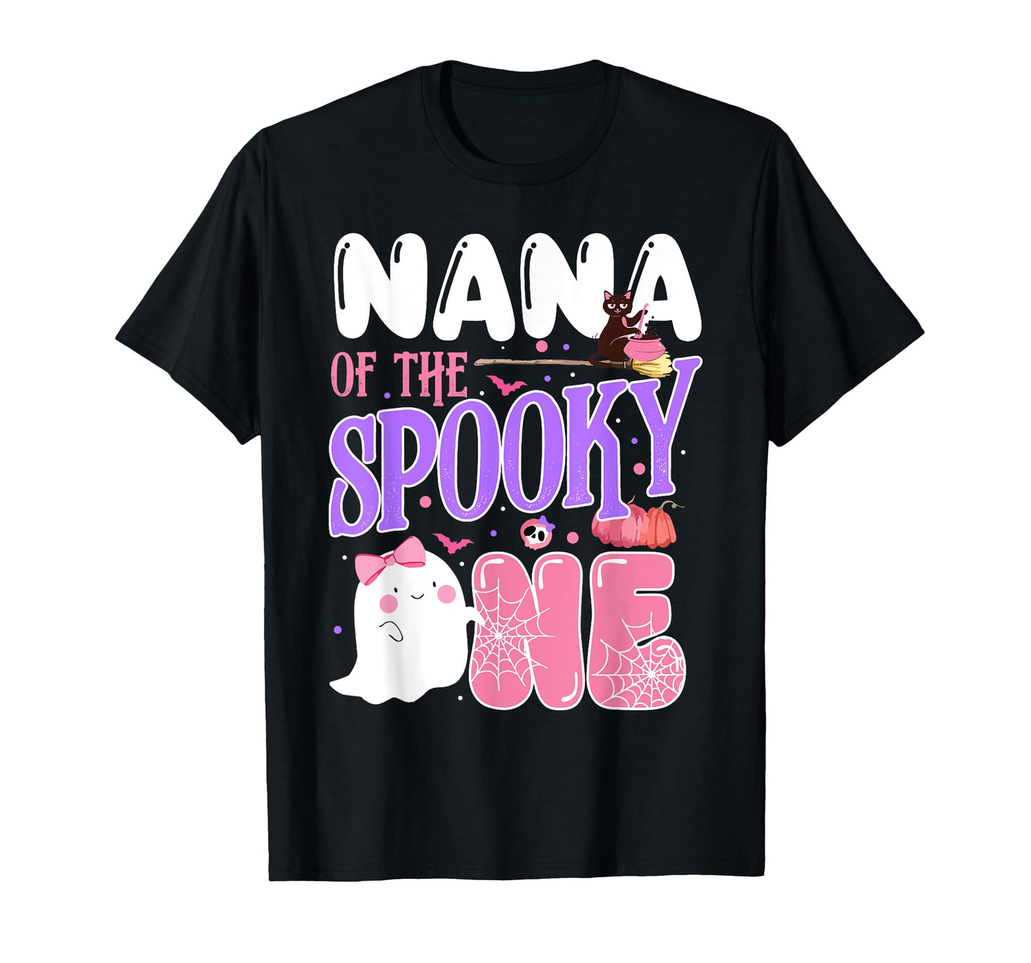 Nana Of The Spooky One 1st Birthday Halloween Pink Ghost T-Shirt