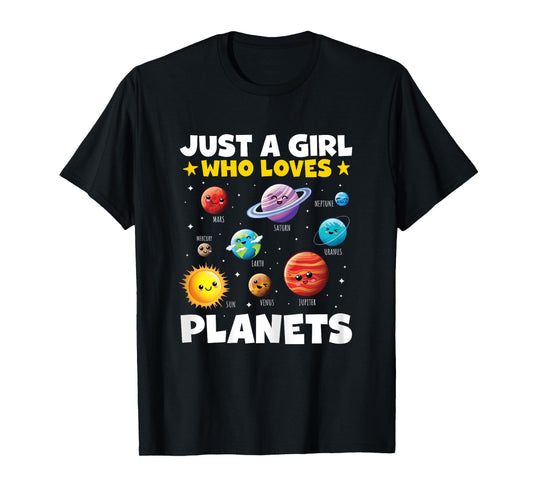 Just a Girl Who Loves Planets Solar Space Science Lover STEM T-Shirt