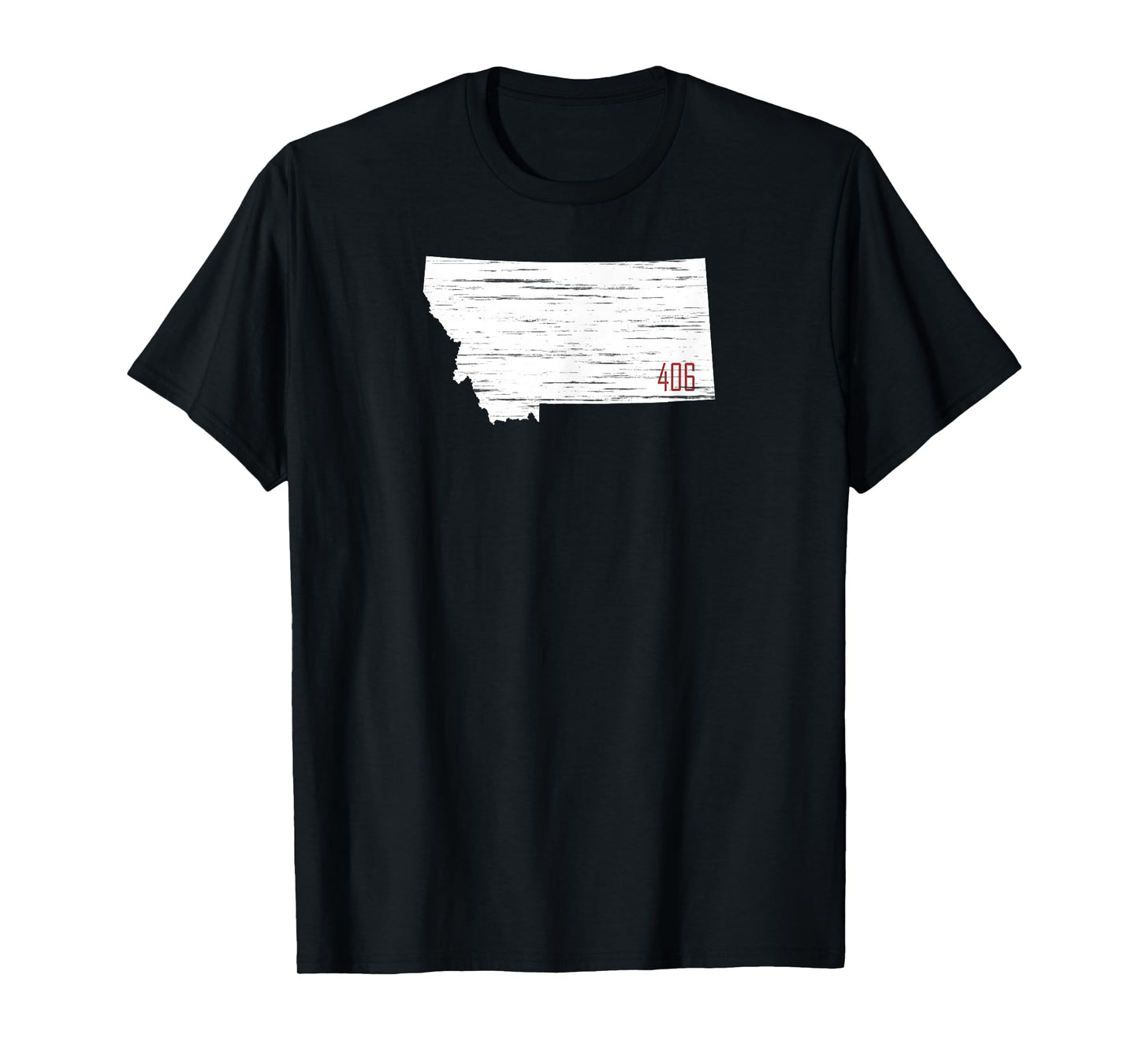 White State of Montana Distressed with 406 MT Area Code T-Shirt