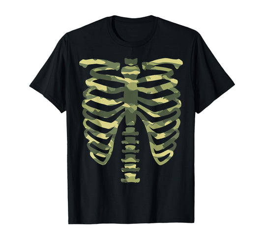 Camo Skeleton Military Halloween Costume Lazy Easy T-Shirt