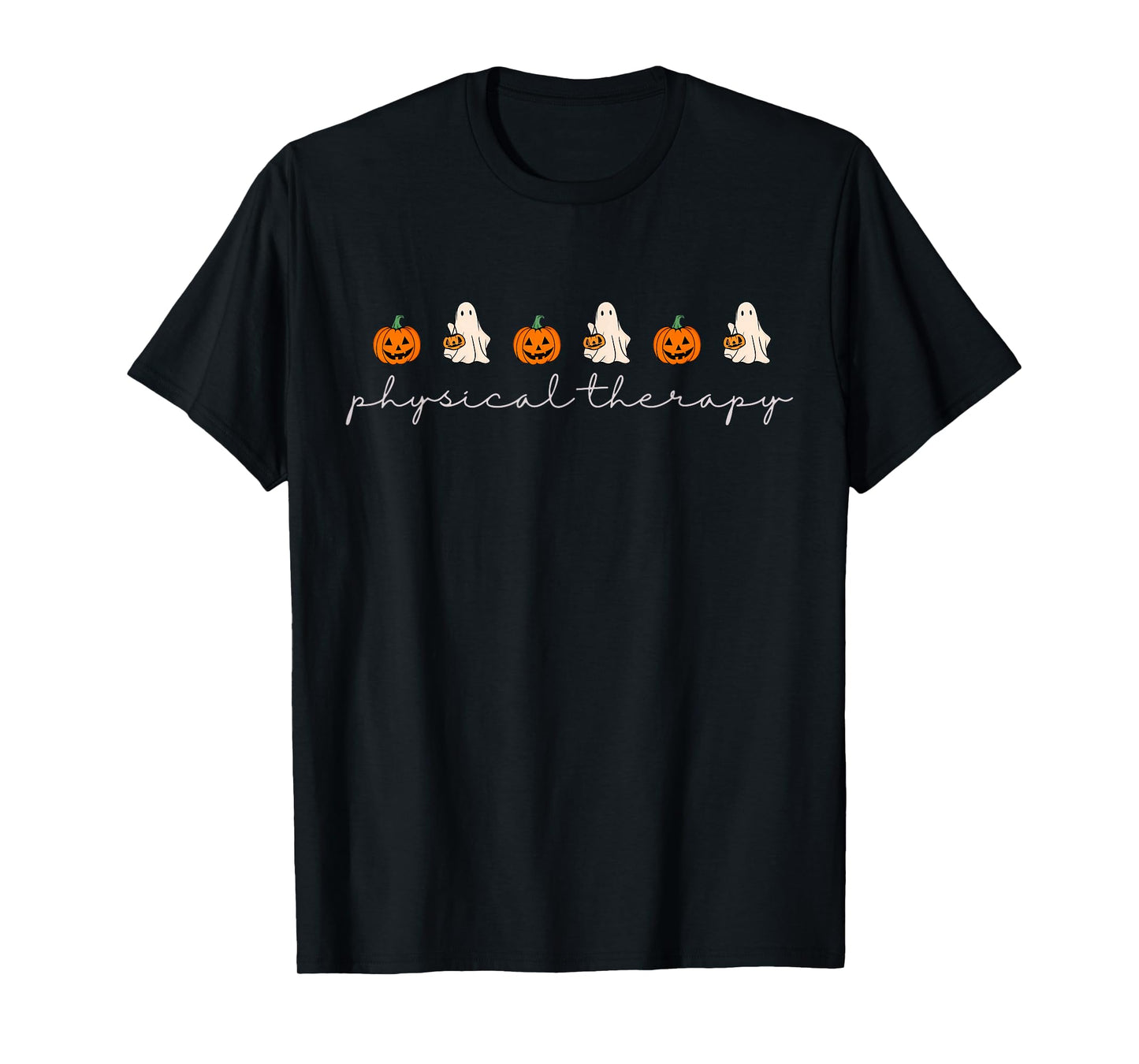 Physical Therapy Pumpkin Fall Ghost Halloween PT Therapist T-Shirt