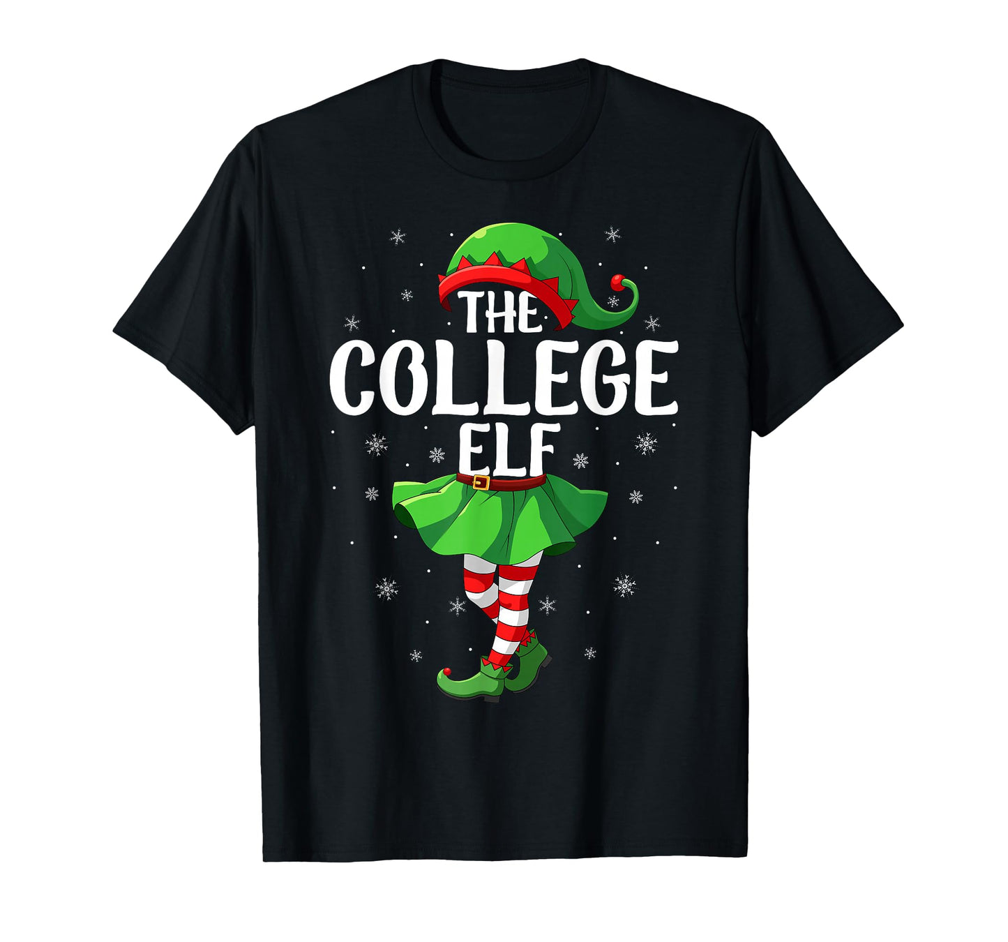 College Elf Christmas Girls Women Elf Squad Xmas Family T-Shirt