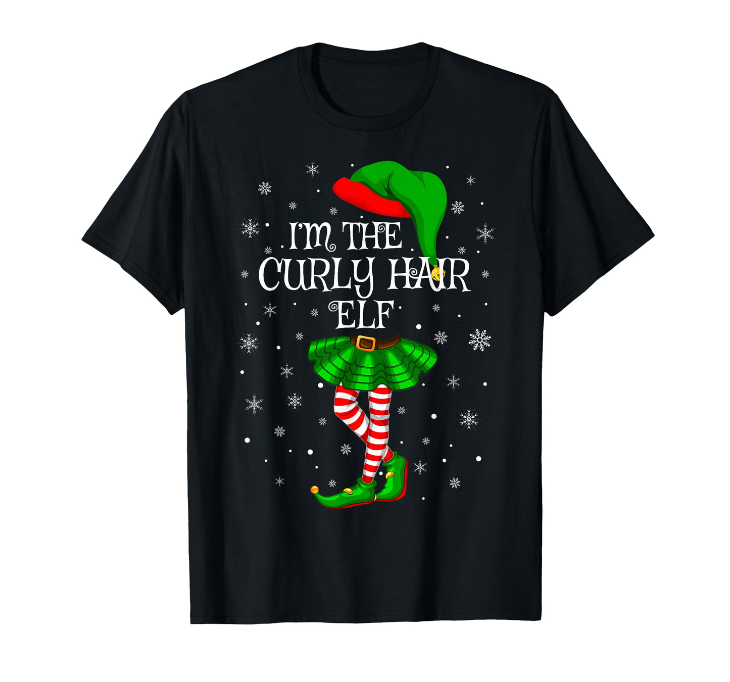 Curly Hair Elf Christmas Family Group Women Girls Xmas T-Shirt