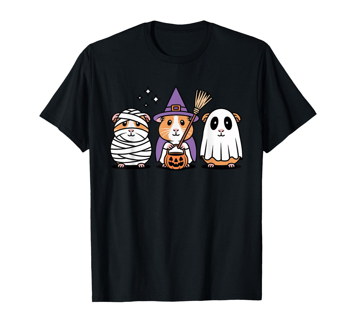 Cute Guinea Pig Halloween Witch Mummy Ghost T-Shirt
