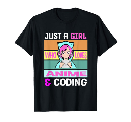 Girl Loves Anime Coding Coders Anime Merch Anime Lover T-Shirt