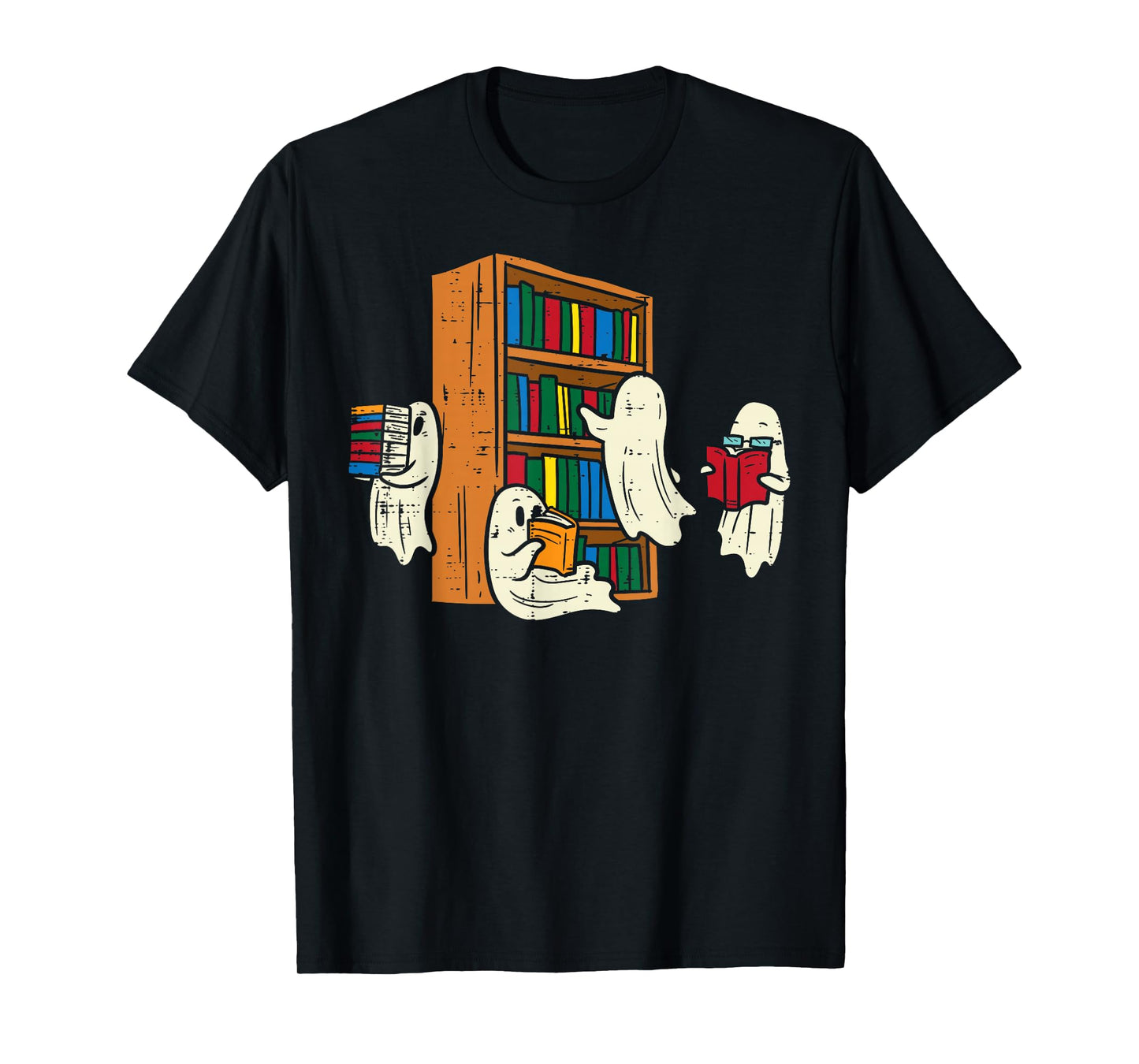 Ghosts Reading Books Teacher Halloween Librarian Boooks T-Shirt